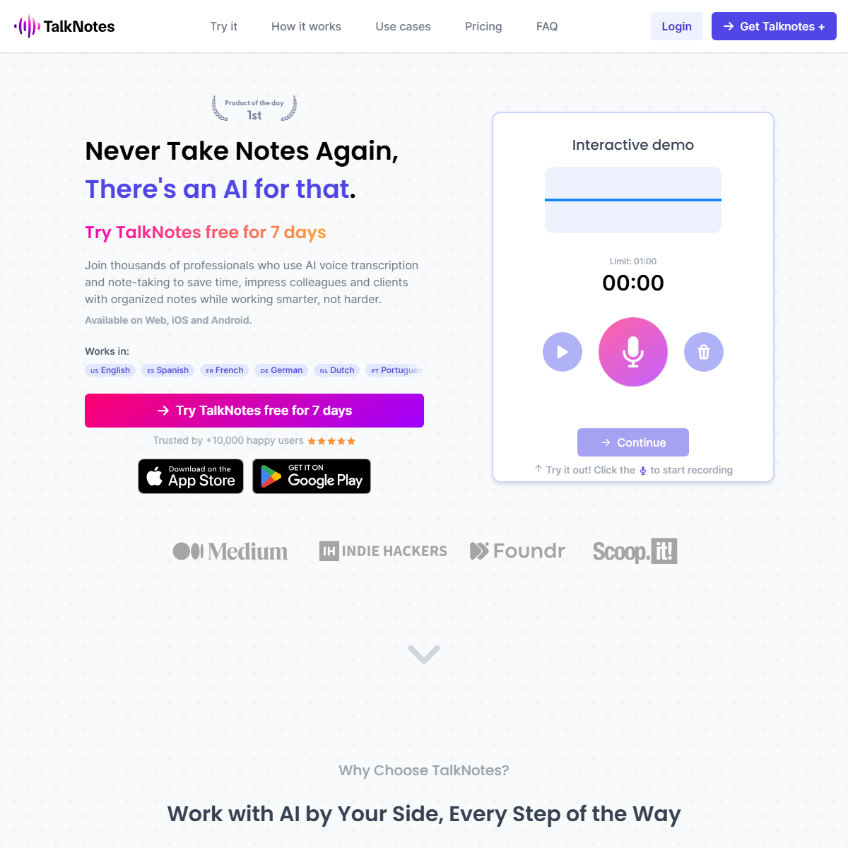 Talknotes - personal assistant Tool Screenshot