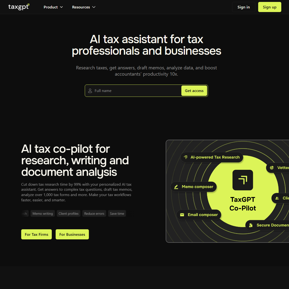 TaxGPT - finance Tool Screenshot