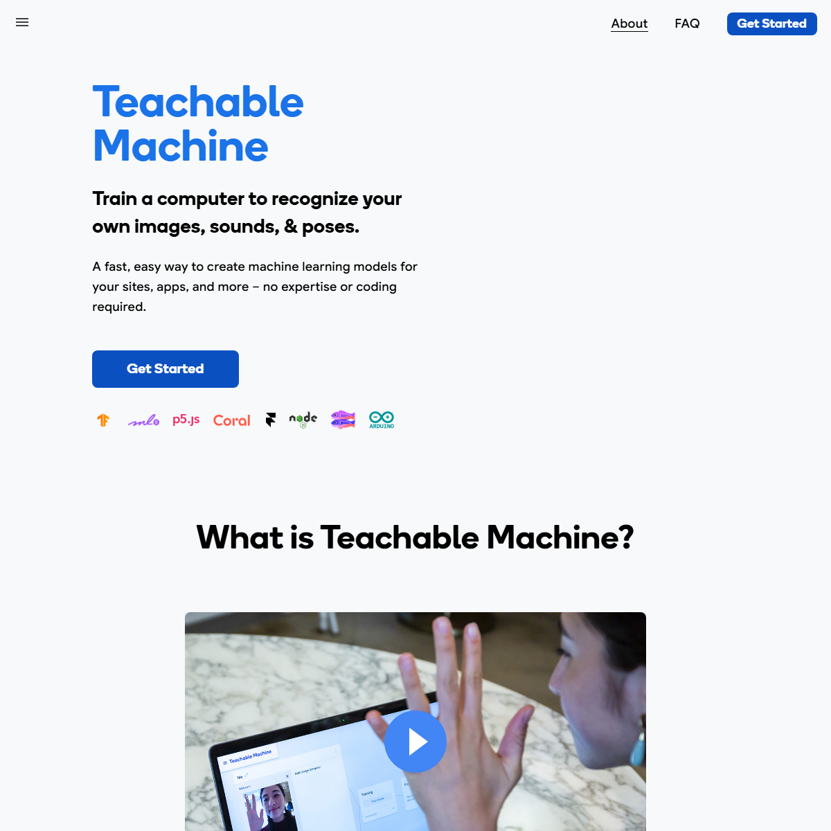 Teachable Machine - low-code/no-code Tool