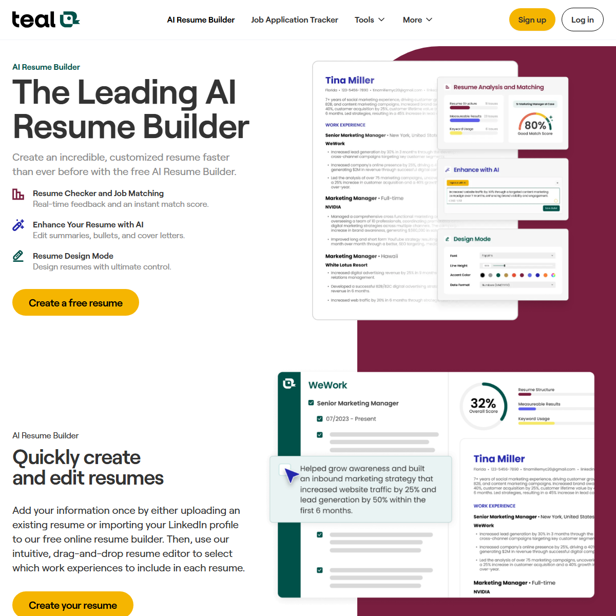 Teal Resume Builder - human resources Tool Screenshot