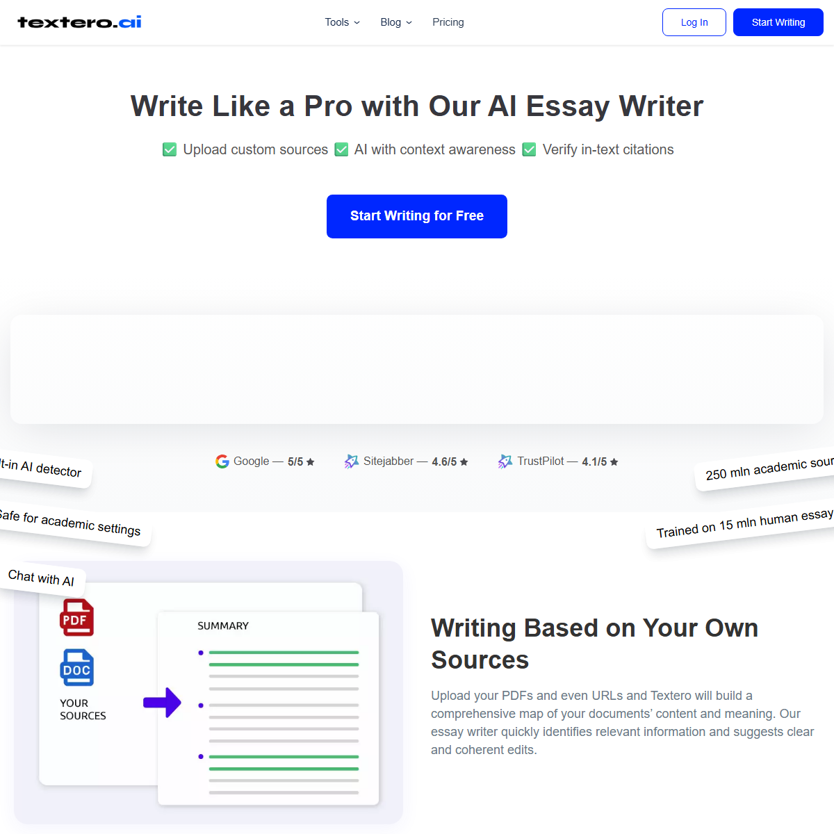 Textero AI Essay Writer - writing generators Tool Screenshot
