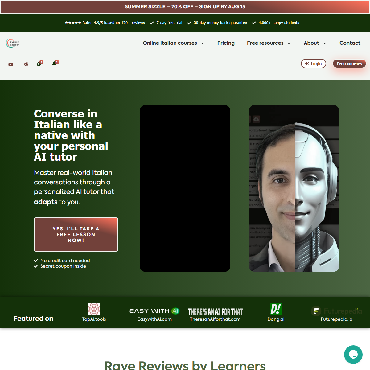 Think In Italian AI Language Tutor - education Tool Screenshot