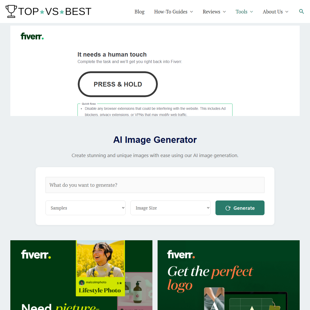 Top VS Best - image generators Tool Screenshot
