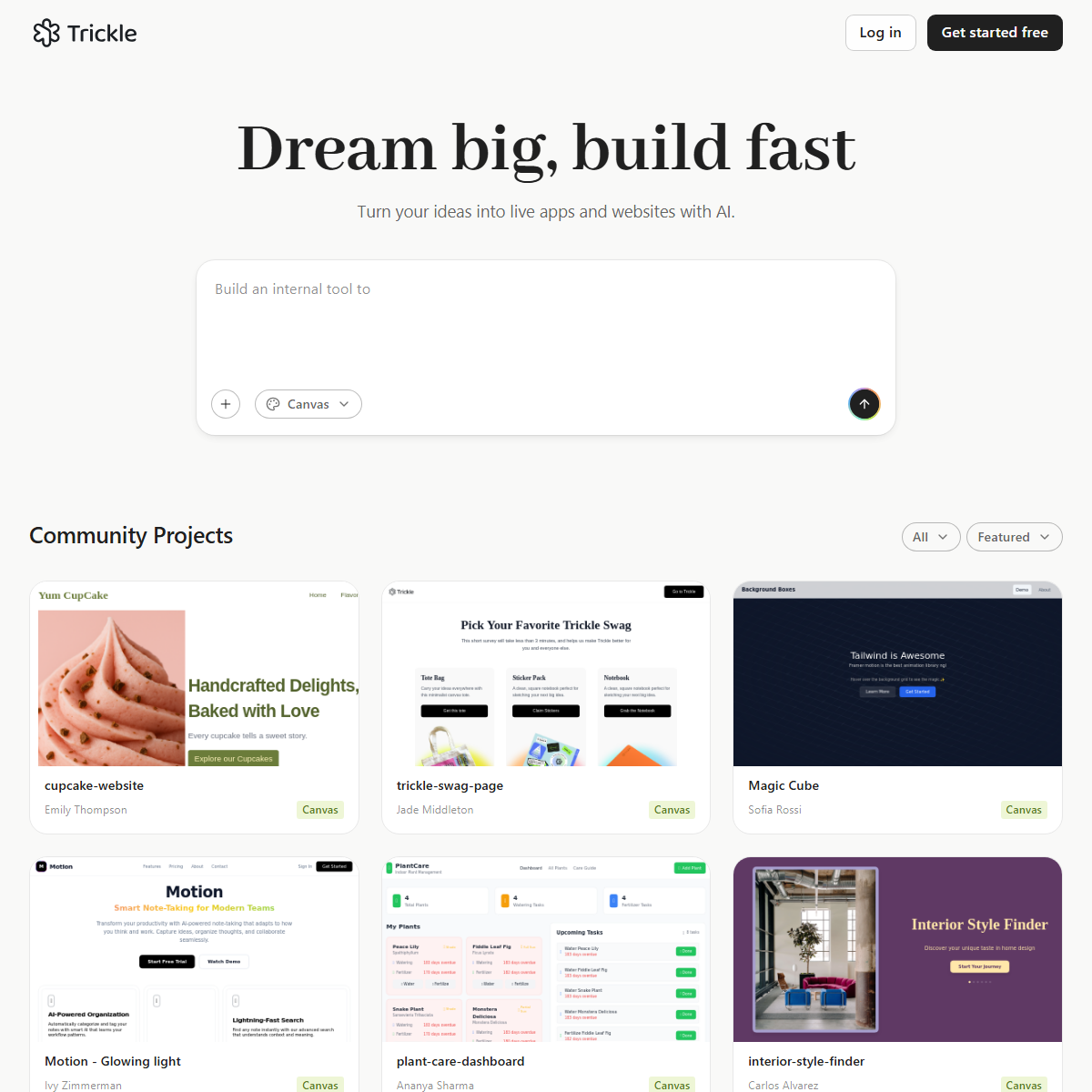 Trickle AI - website builders Tool Screenshot