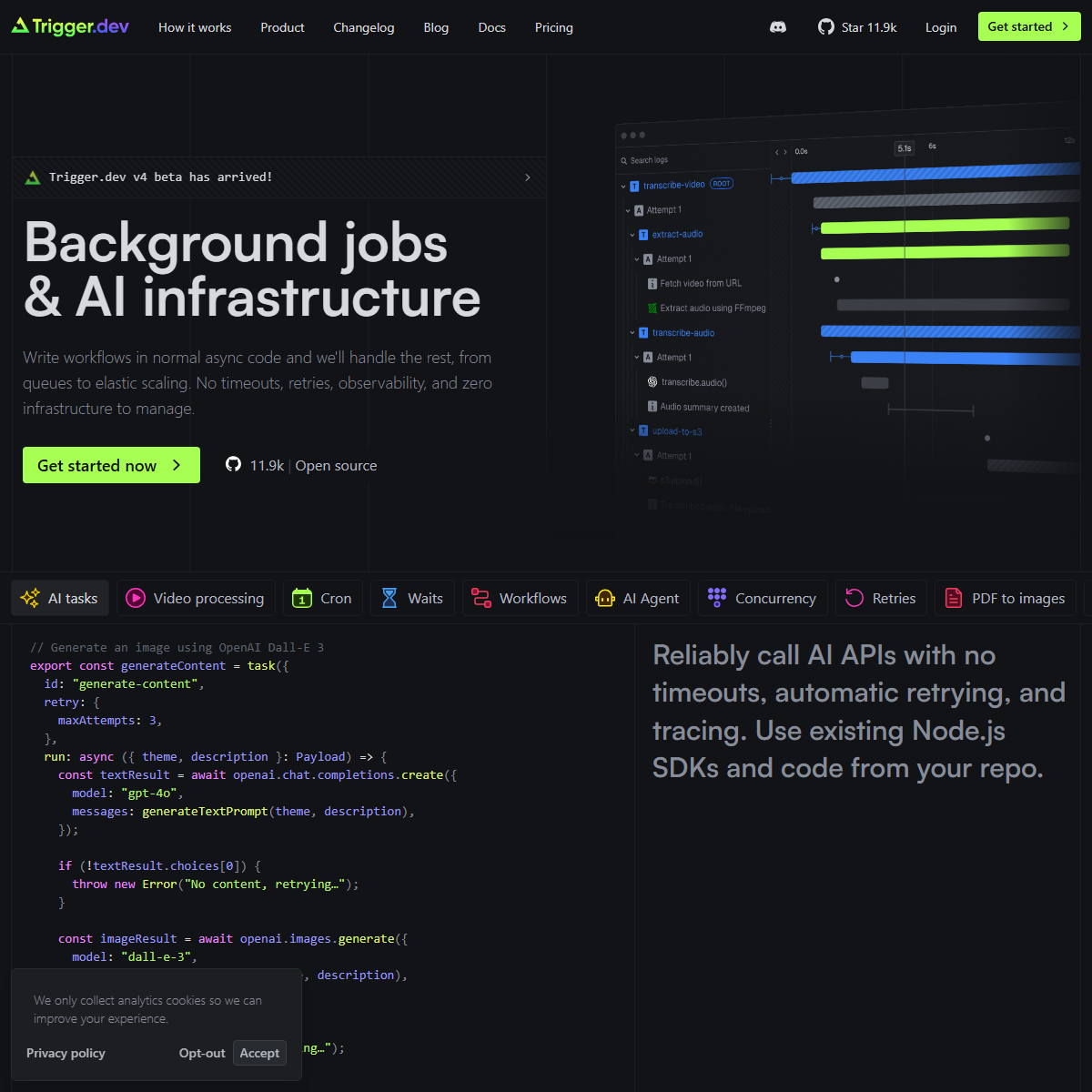Trigger.dev - workflows Tool Screenshot
