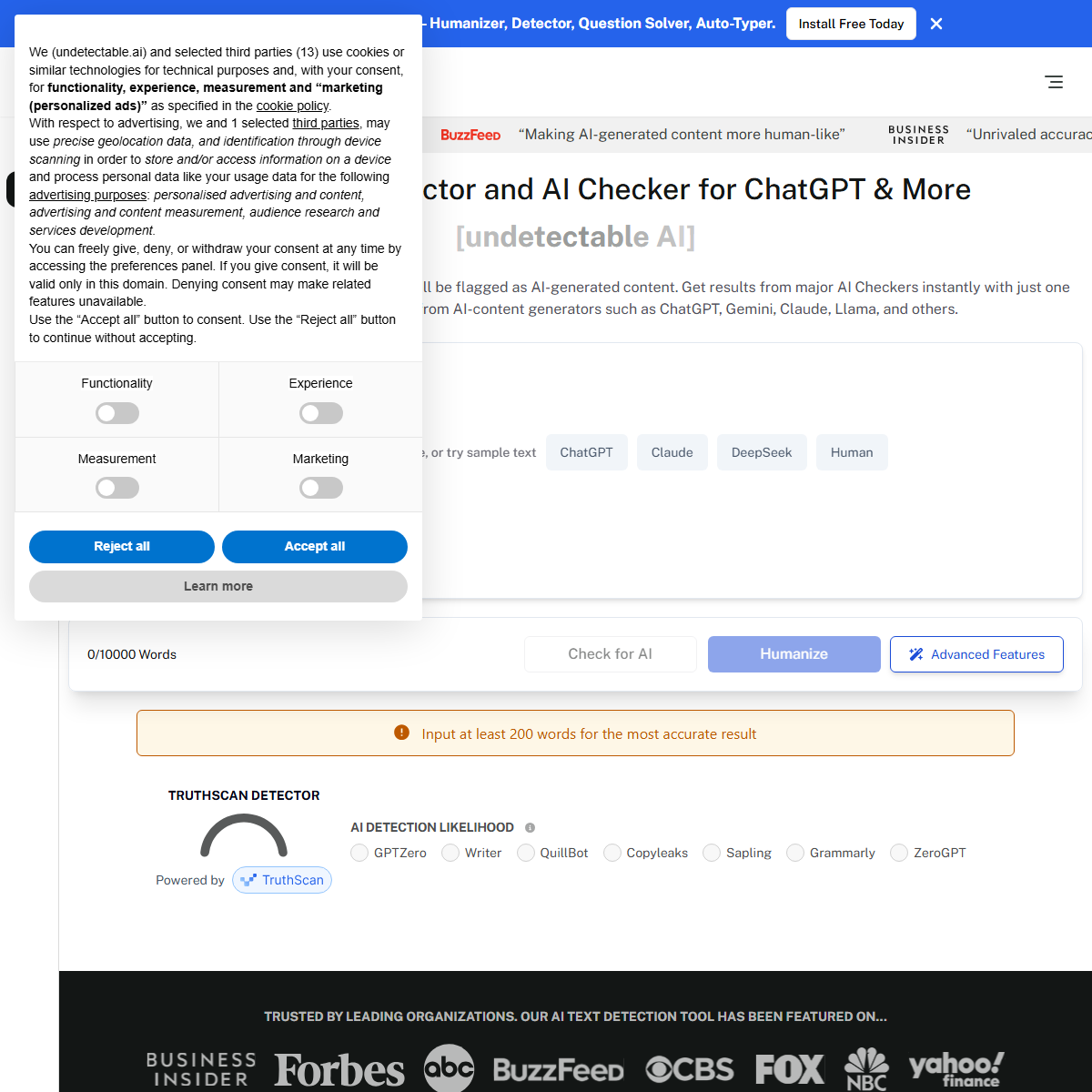 Undetectable AI - AI detection Tool Screenshot