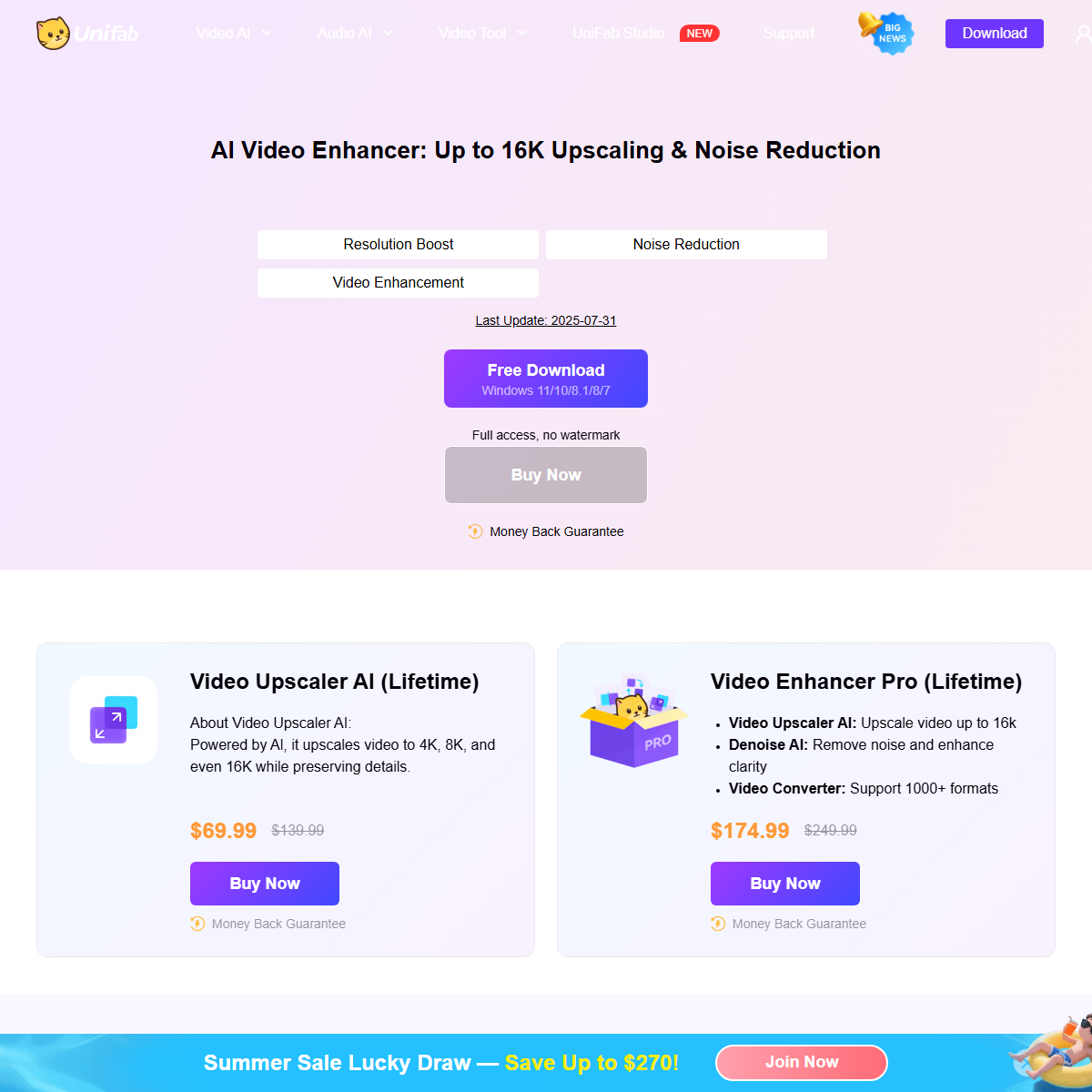 UniFab Video Enhancer - video enhancer Tool Screenshot