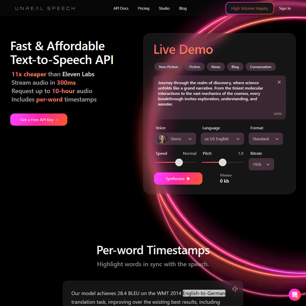 Unreal Speech - text to speech Tool