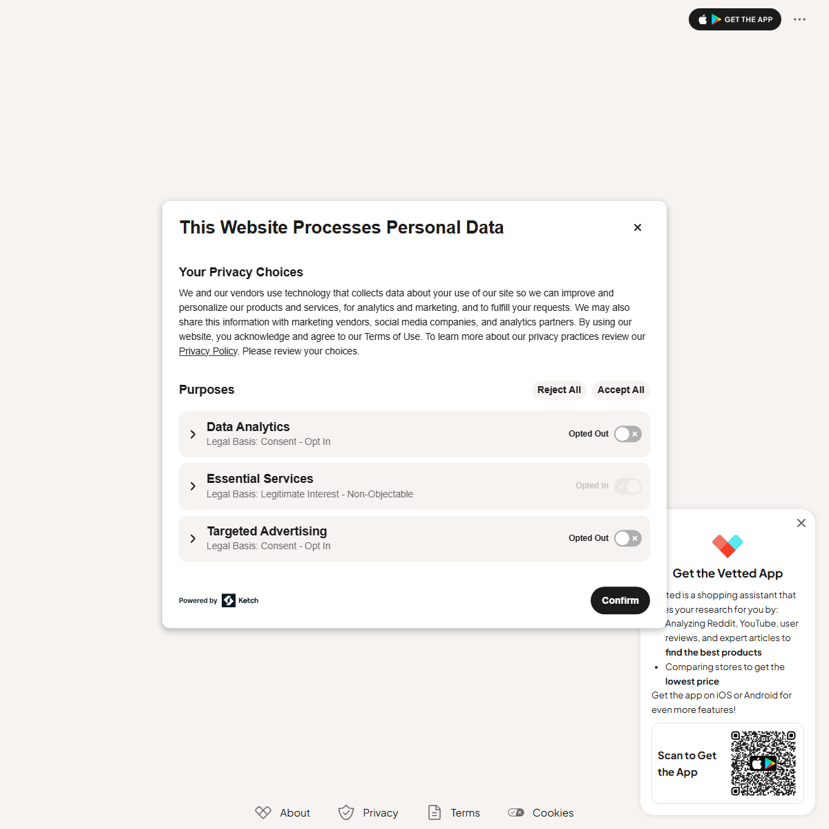 Vetted - personal assistant Tool Screenshot