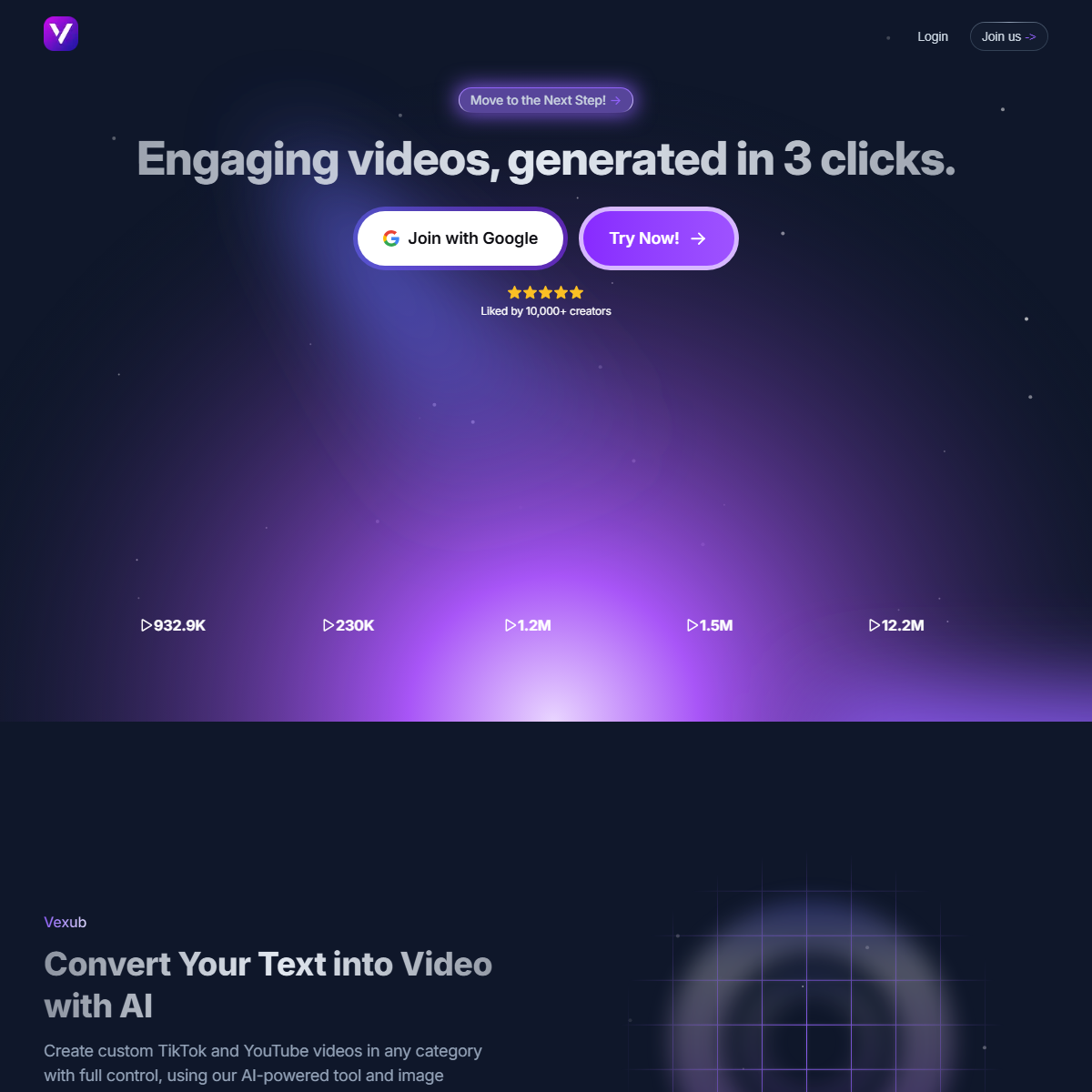 Vexub - text to video Tool Screenshot