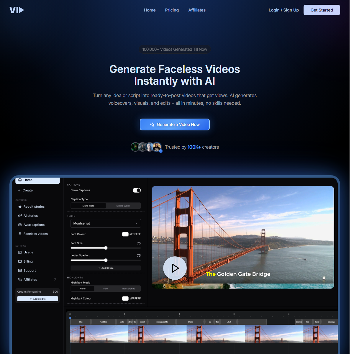 Vid.AI - video editing Tool Screenshot
