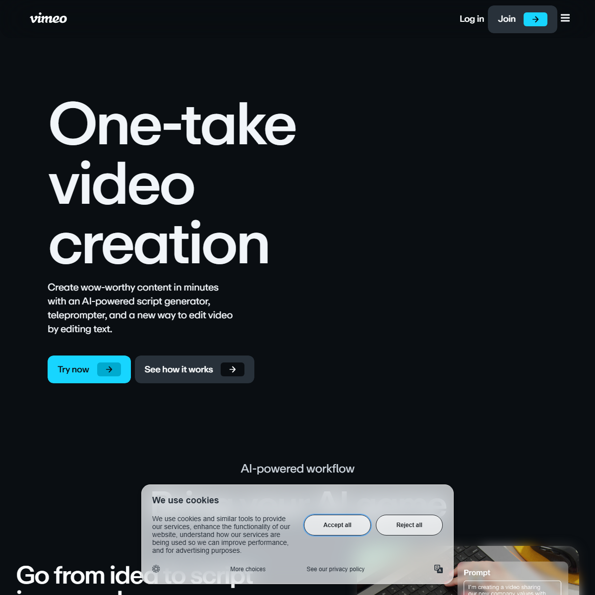 Vimeo AI - video editing Tool Screenshot