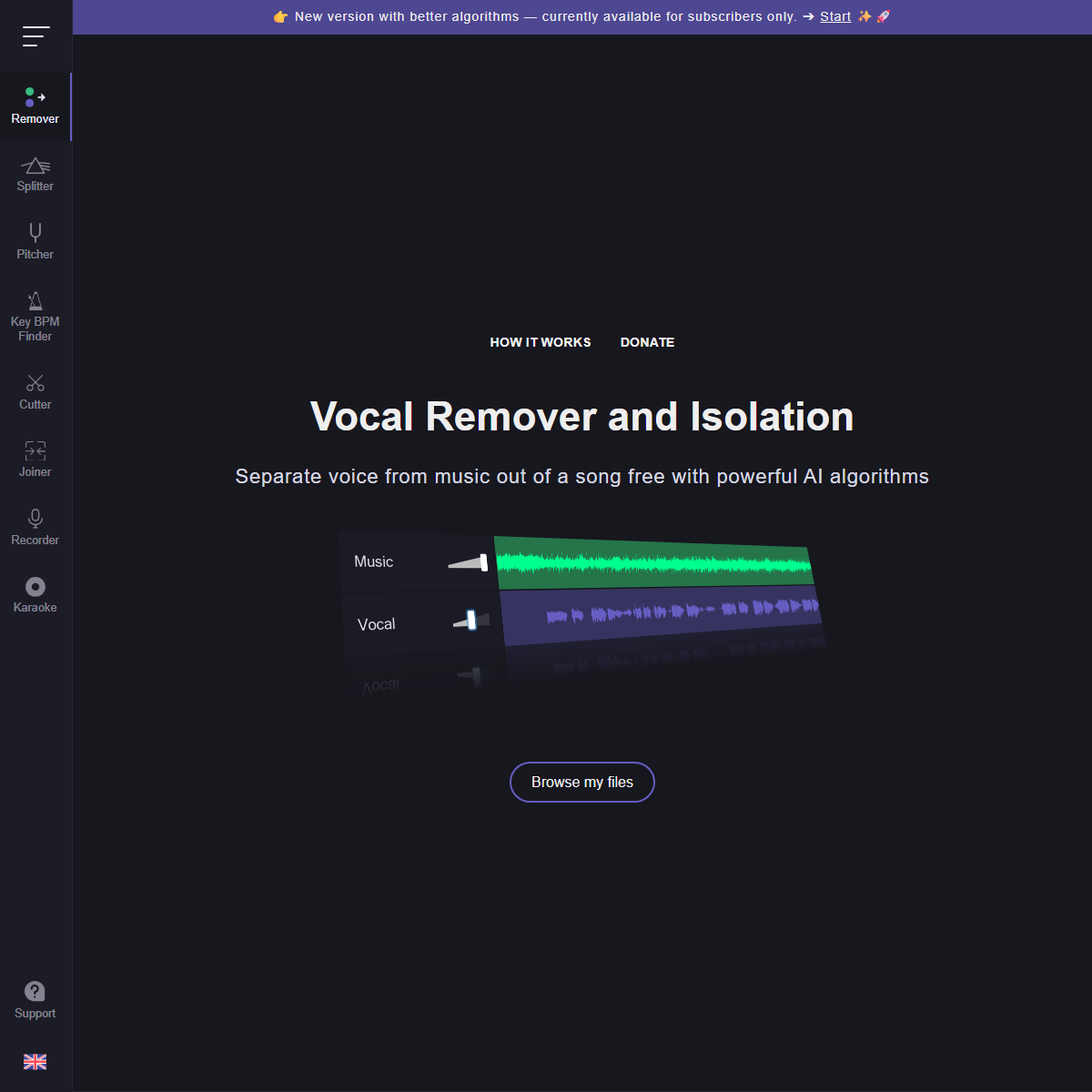 Vocal Remover - audio editing Tool Screenshot