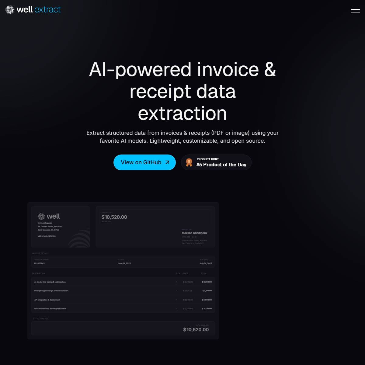 Well Extract - finance Tool Screenshot