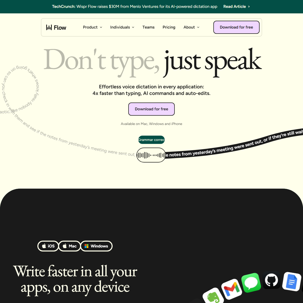 Wispr Flow - transcriber Tool Screenshot