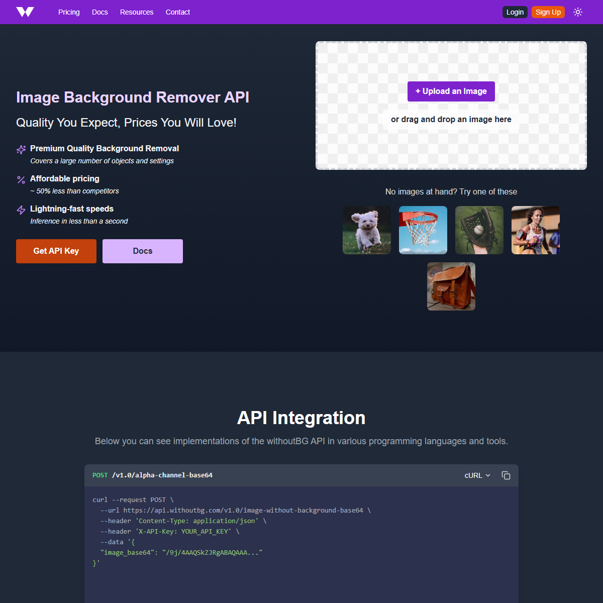 WithoutBG API - image editing Tool Screenshot