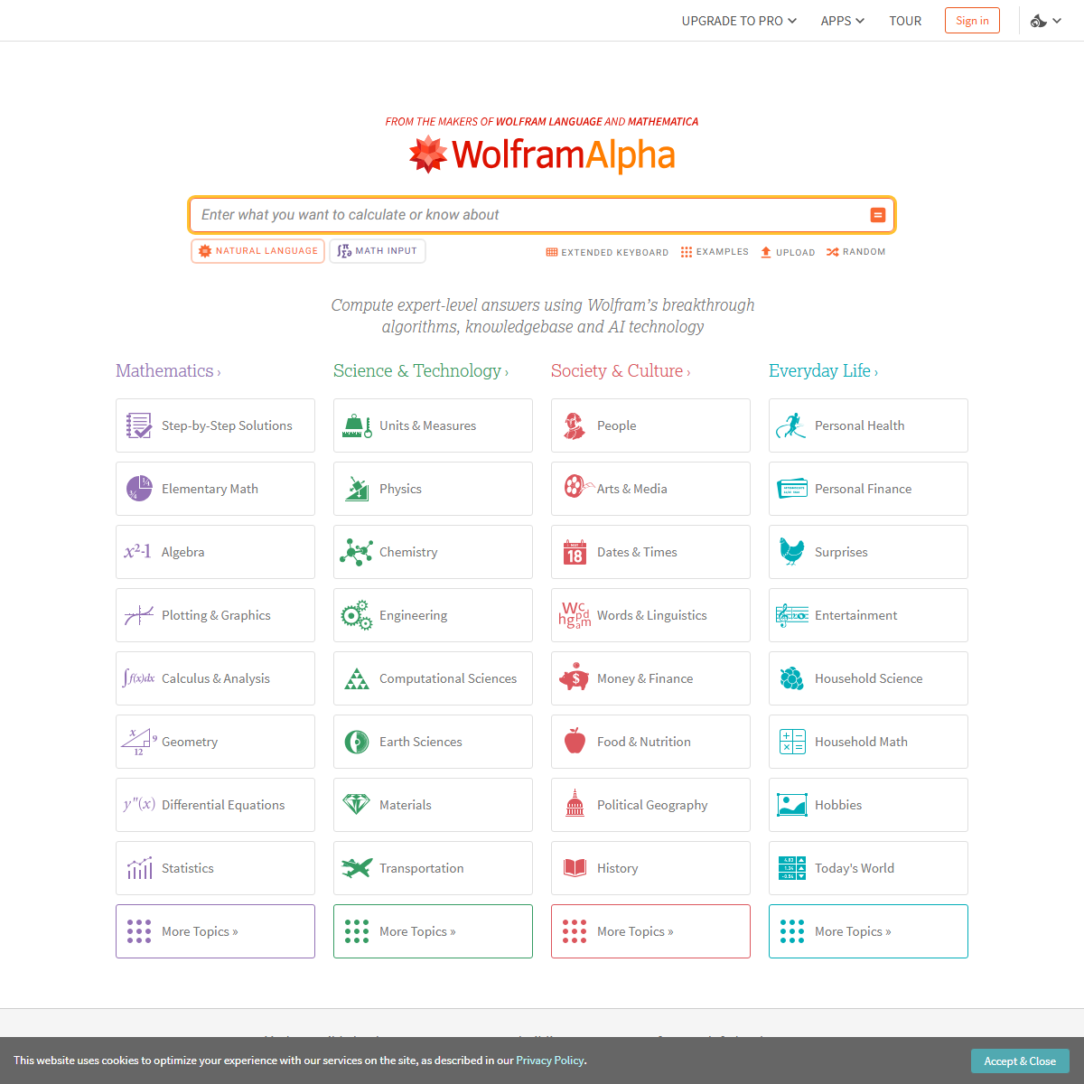 WolframAlpha - education Tool Screenshot