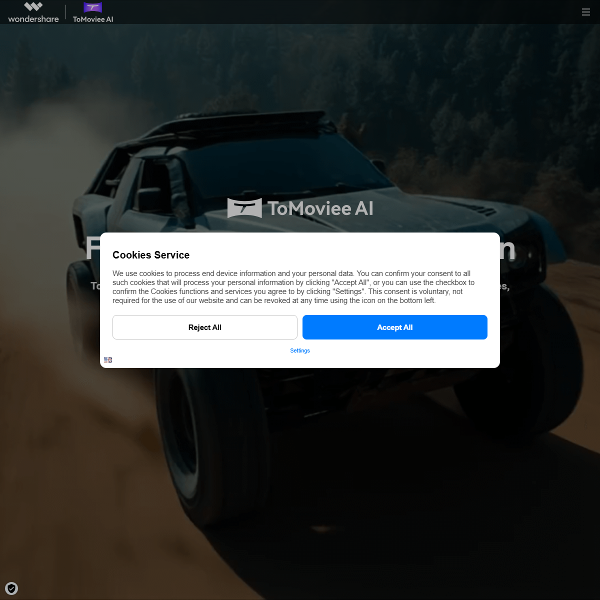 WonderShare ToMoviee AI - text to video Tool Screenshot