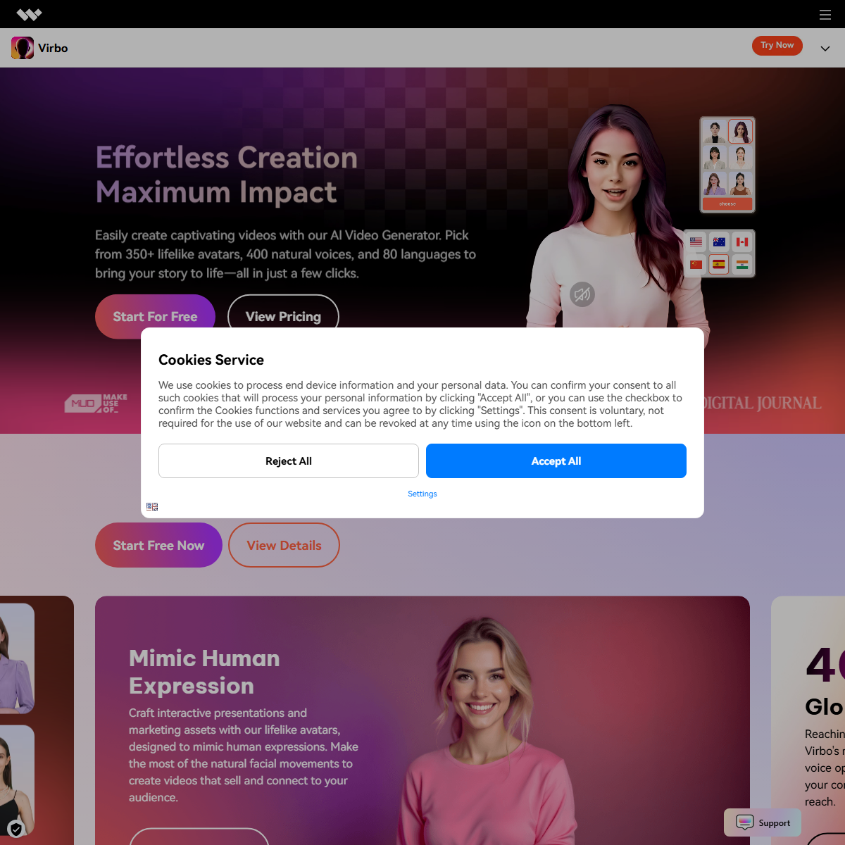Wondershare Virbo - video generators Tool Screenshot