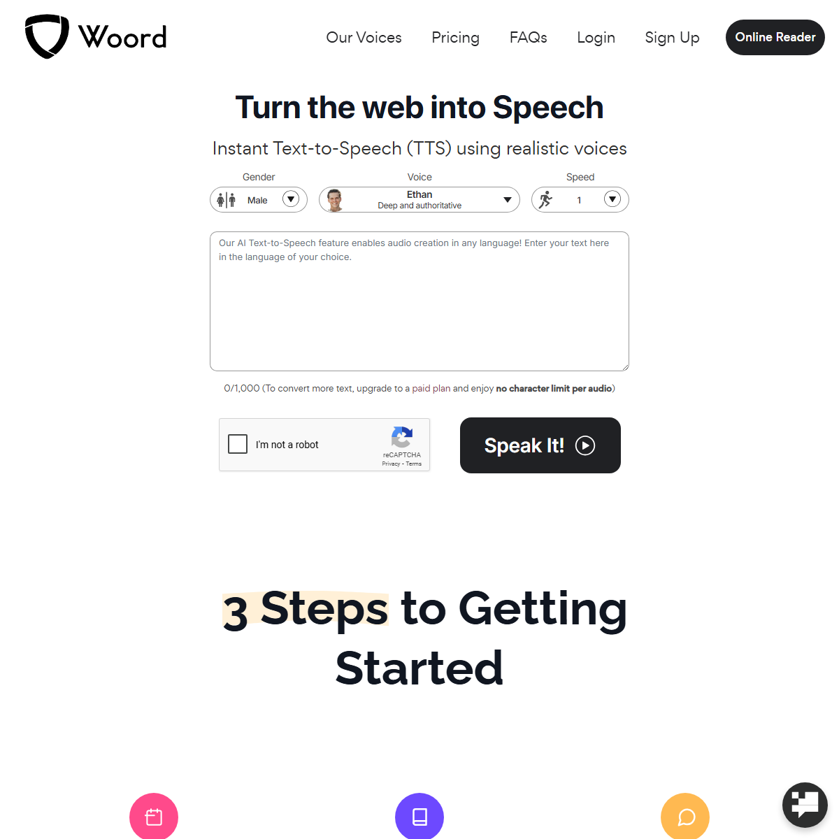 Woord - text to speech Tool Screenshot