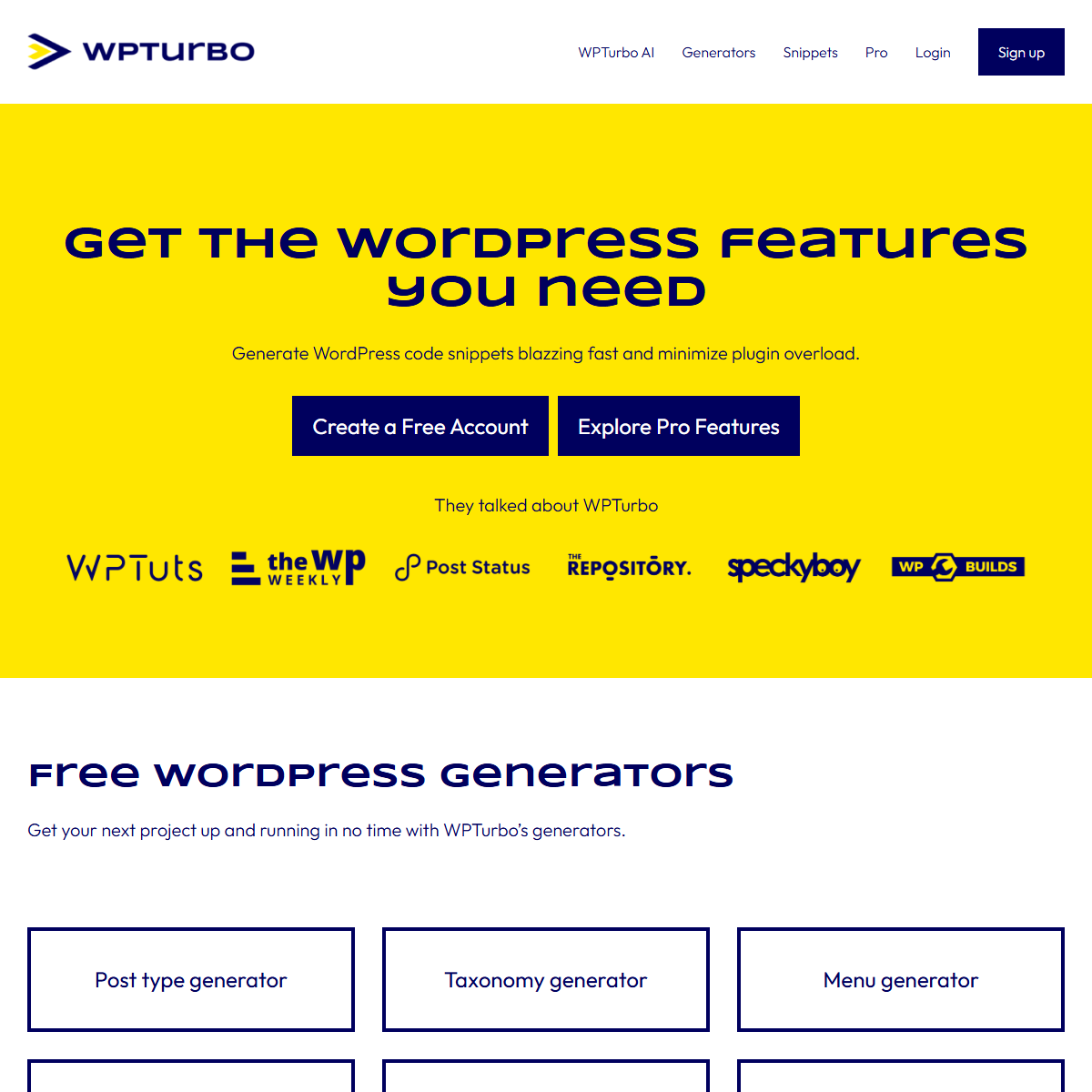 WPTurbo - low-code/no-code Tool