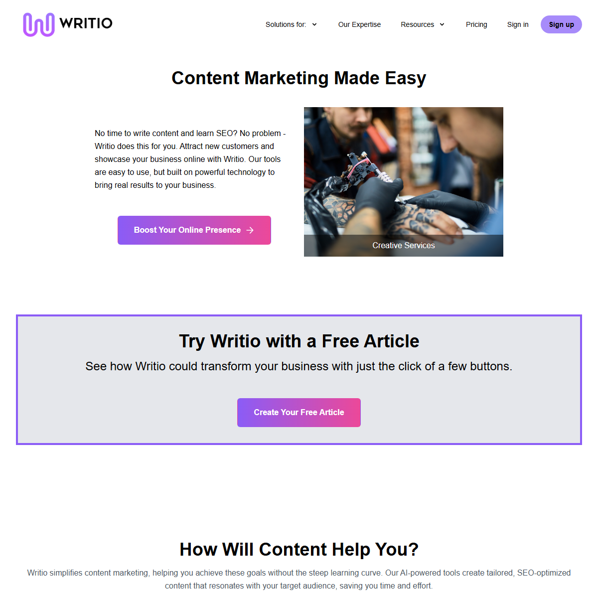 Writio - writing generators Tool Screenshot