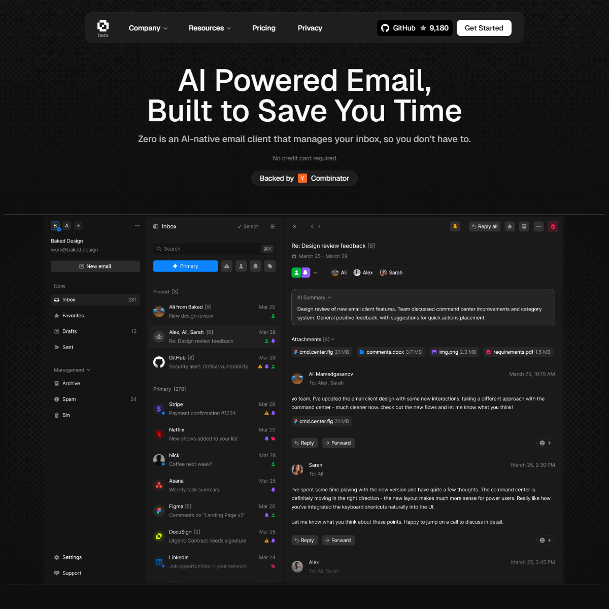 Zero - email assistant Tool Screenshot