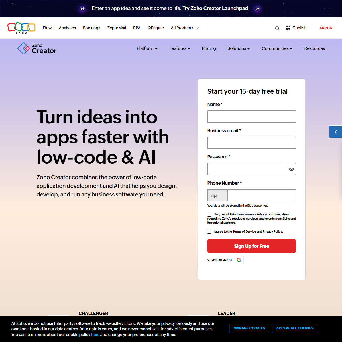 Zoho Creator - low-code/no-code Tool Screenshot