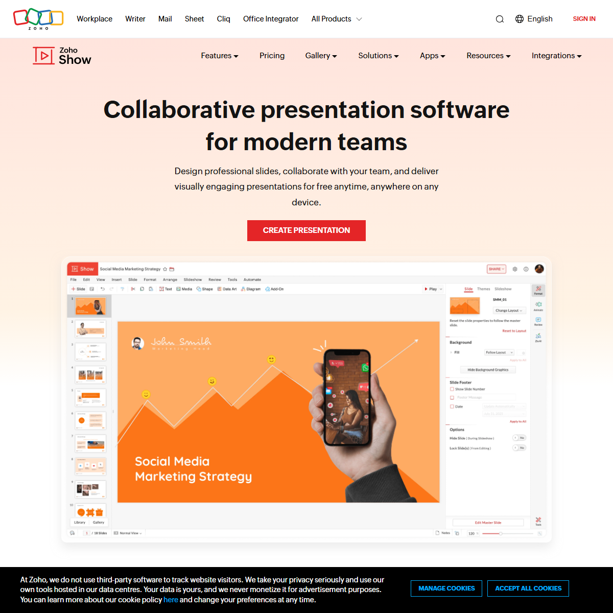 Zoho Show - presentations Tool Screenshot